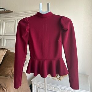 Fashion Nova Deep Red Peplum Blouse